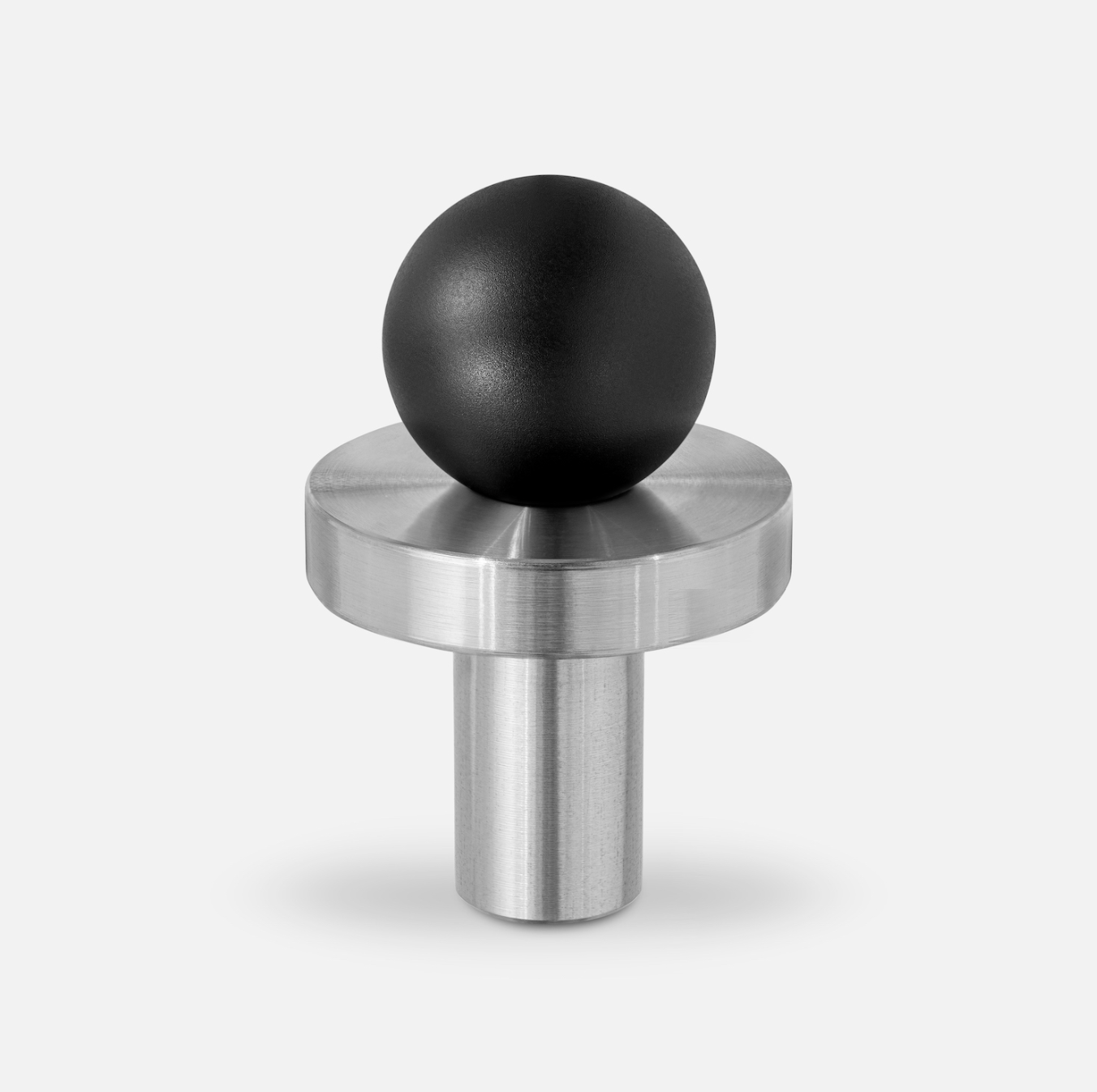 Bouton de Meuble Boule Noire Mate sur Disque Chrome Brossé, 30 mm