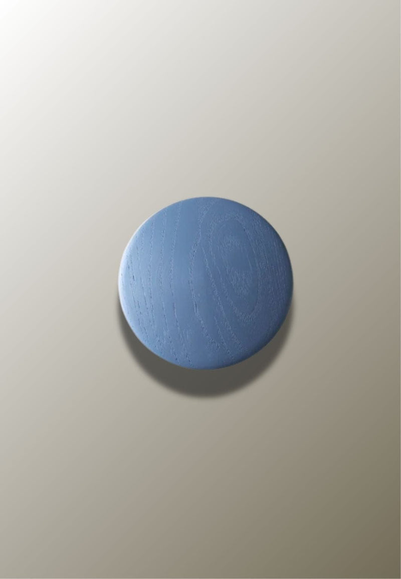 Patère Murale Ronde en Bois Bleu, Disque de 6,5 à 17 cm