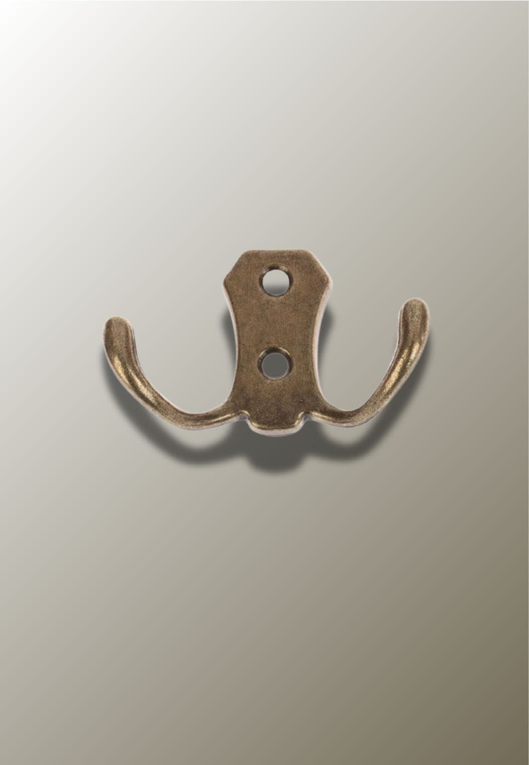 Patère Murale Double Crochet en Métal Bronze Vieilli, 8 cm