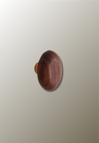 Patère Murale Champignon en Bois Foncé, Tête Ovale 6 x 4 cm