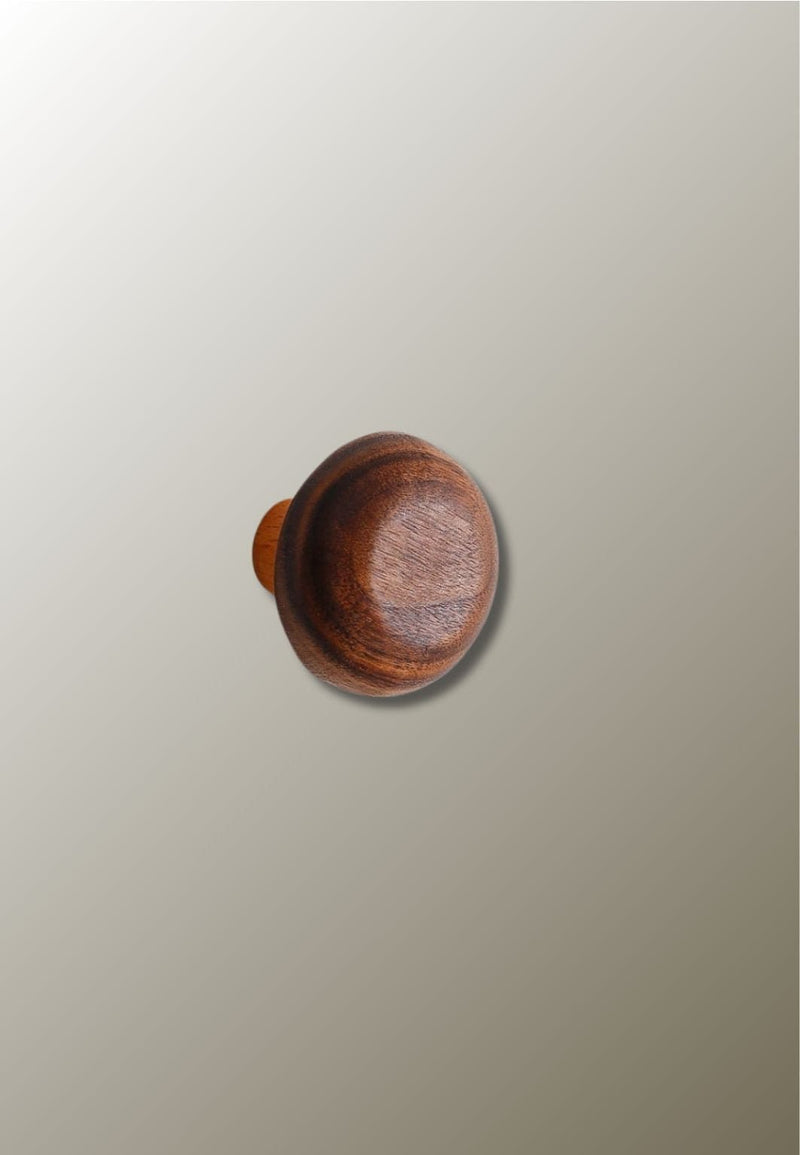 Patère Murale Champignon en Bois Foncé, Tête Ronde 4 x 4 cm