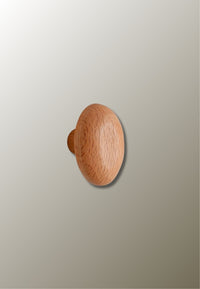 Patère Murale Champignon Allongé en Bois Clair, 6 x 4 cm
