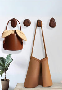 Patère Murale Champignon Carré en Bois Clair, 4,5 x 3,5 cm, vue 3