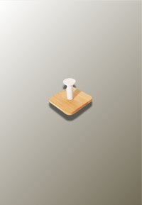 Patère Murale Carrée en Bois de Bambou, Crochet Blanc Sans Perçage