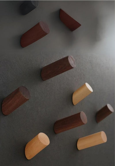 Patère Murale en Bois de Noyer, Coupe Biaise, 8 x 3 cm, vue 2