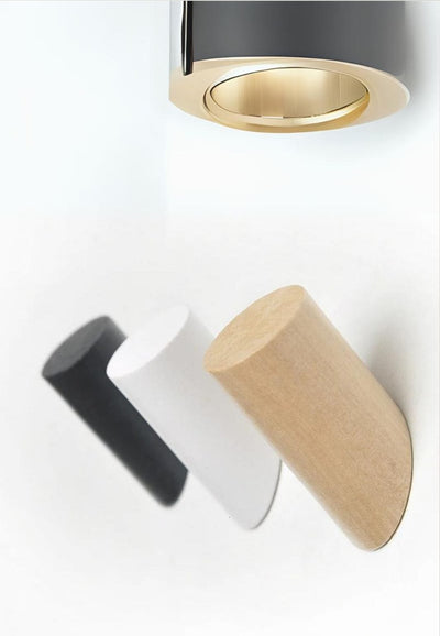 Patère Murale en Bois Noir, Coupe Biaise, 8 x 3 cm, vue 2