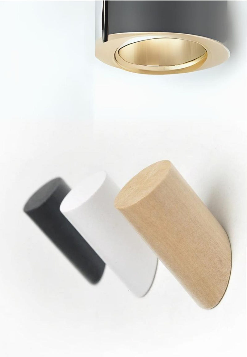 Patère Murale en Bois Noir, Coupe Biaise, 8 x 3 cm