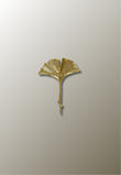 Patère Murale Grande Feuille de Ginkgo Dorée en Fer, 20 cm