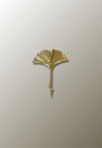 Patère Murale Grande Feuille de Ginkgo Dorée en Fer, 20 cm