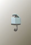 Patère Murale Adhésive Souris Grise dans sa Boîte Bleu Clair