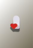 Patère Murale Enfant en Bois, Cœur Rouge sur Plaque Blanche