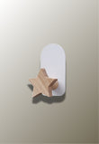 Patère Murale Étoile en Bois Naturel pour Enfant, Plaque Blanche