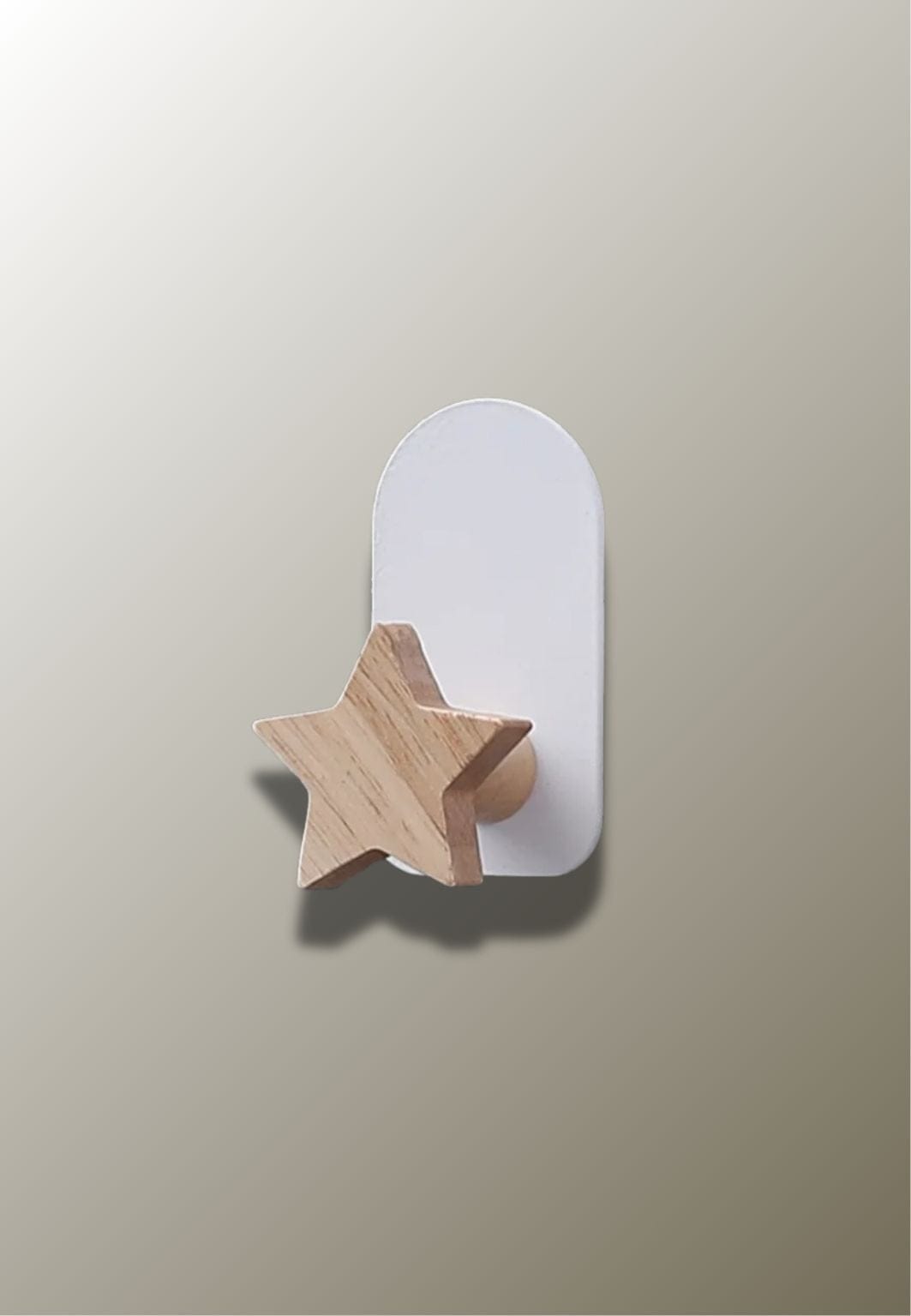 Patère Murale Étoile en Bois Naturel pour Enfant, Plaque Blanche