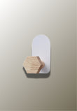 Patère Murale Hexagone en Bois pour Enfant, Plaque Blanche