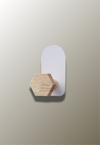 Patère Murale Hexagone en Bois pour Enfant, Plaque Blanche
