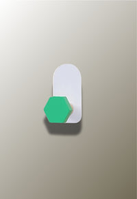 Patère Murale Hexagone Verte en Bois pour Enfant, Plaque Blanche