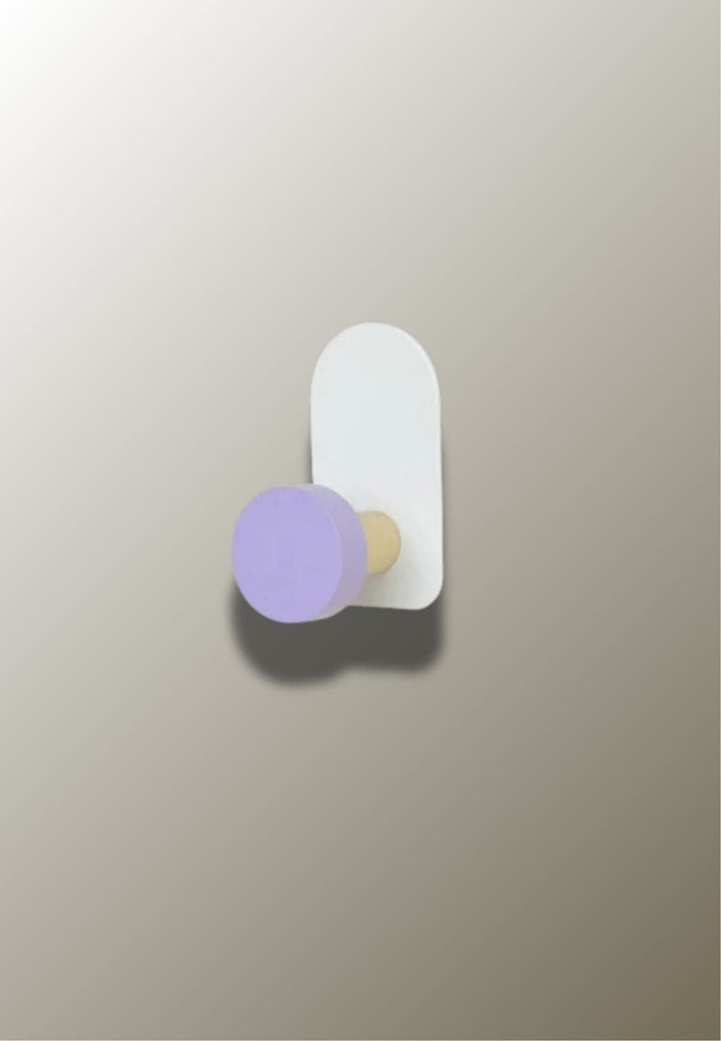 Patère Murale Enfant Ronde Violette en Bois, Design Nordique