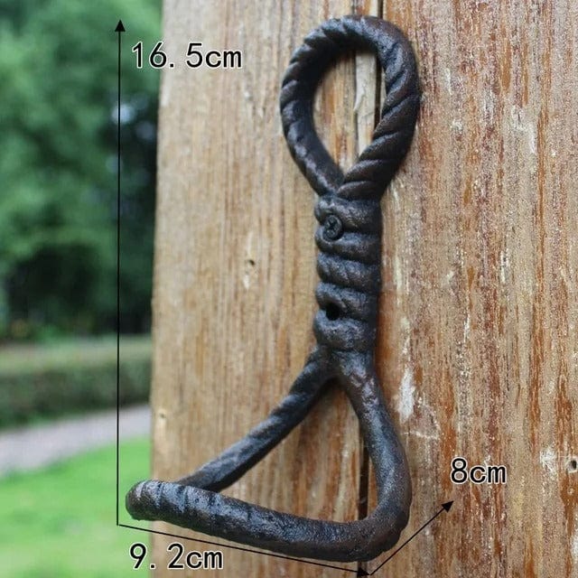 Patère Murale en Fer, Boucle Torsadée en Corde, Style Provençal, 16,5 cm