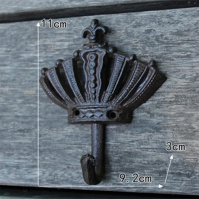 Patère Murale Couronne Ajourée en Fer, Style Provençal, 11 x 9,2 cm