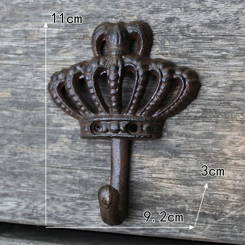 Patère Murale Couronne à Arceaux en Fer Patiné, Style Provençal, 11 cm
