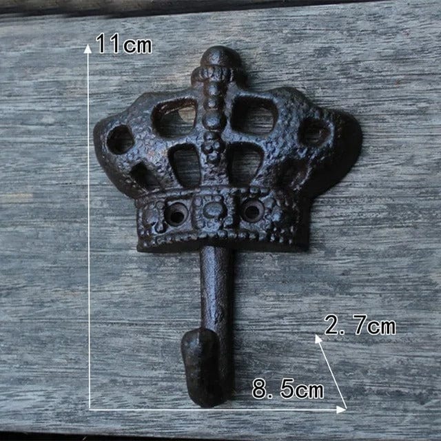 Patère Murale Couronne en Fer, Style Provençal, 11 x 8,5 cm
