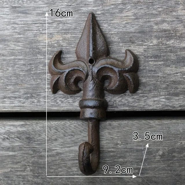 Patère Murale Fer de Lance en Fer Vieilli, Style Provençal, 16 cm