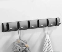 Porte-Manteau Mural 6 Crochets Rabattables, Gris Foncé, 48,5 cm
