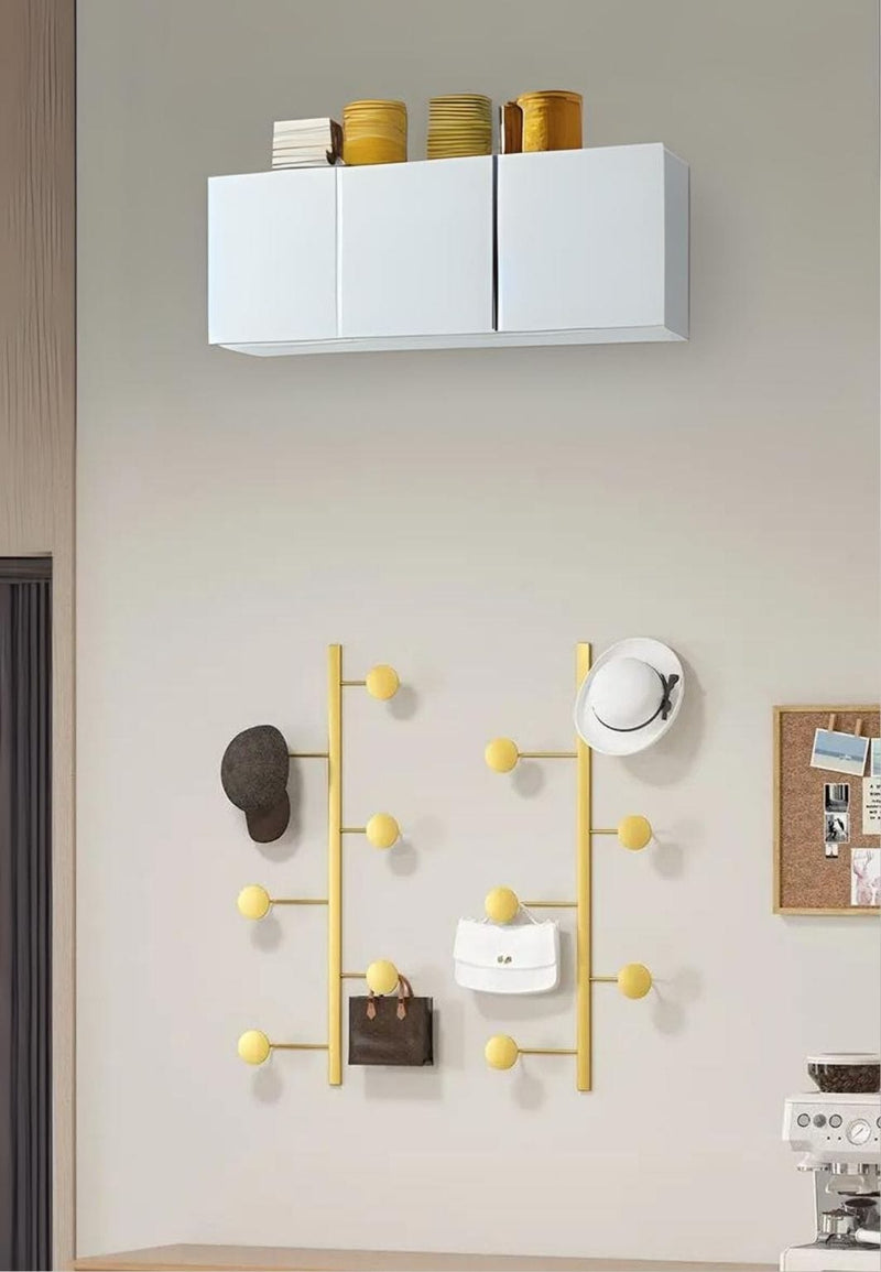 Porte-Manteau Mural Vertical Doré, Lot de 2 Barres de 2 Crochets Disques, vue 2