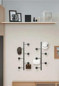 Porte-Manteau Mural Vertical Noir, Barre à 2 Crochets Disques, vue 2