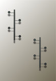 Porte-Manteau Mural Vertical Noir, Lot de 2 Barres de 4 Crochets Disques