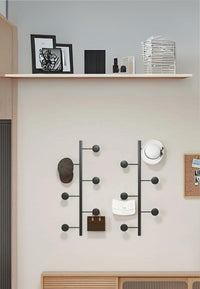 Porte-Manteau Mural Vertical Noir, Lot de 2 Barres de 4 Crochets Disques, vue 2