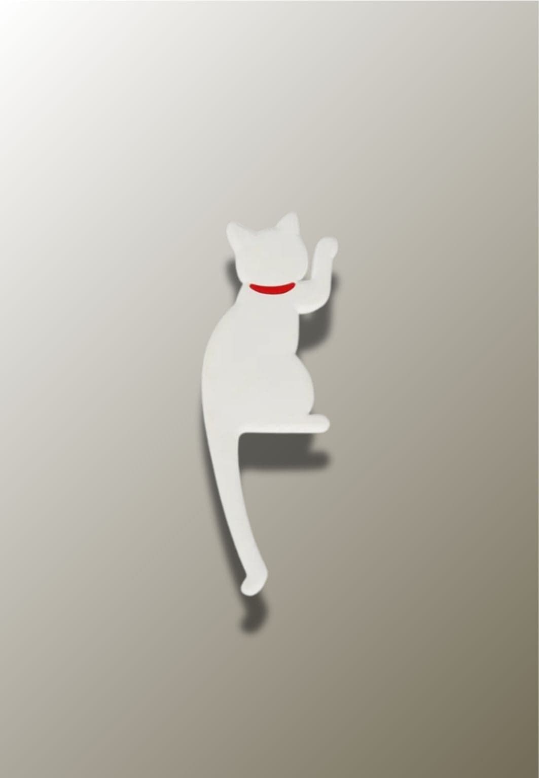Patère Adhésive Enfant Chat Blanc en Silicone, Queue en Crochet