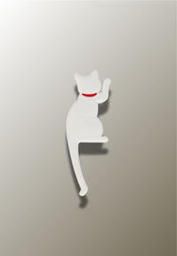 Patère Adhésive Enfant Chat Blanc en Silicone, Queue en Crochet
