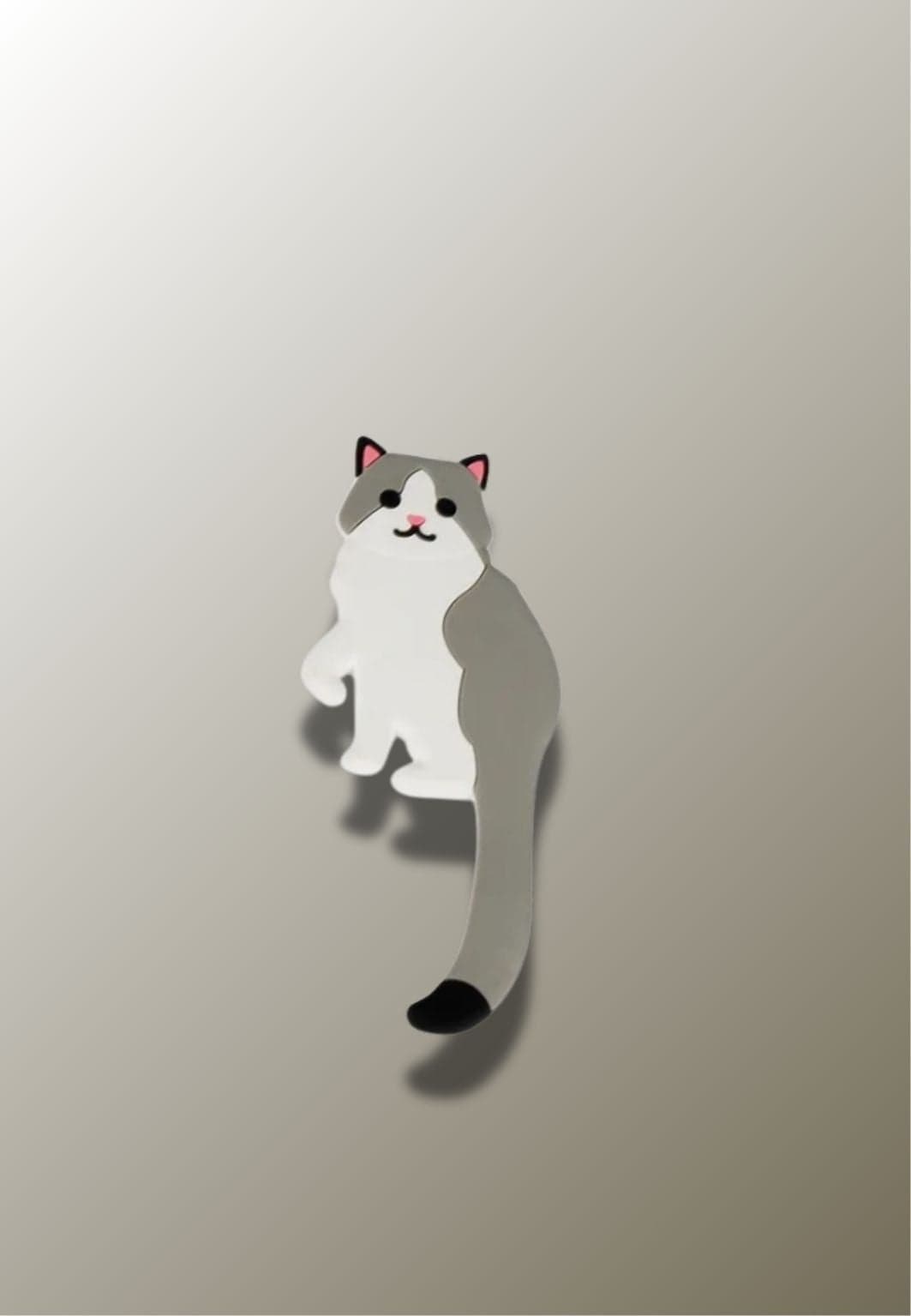 Patère Adhésive Chat Gris et Blanc en Silicone pour Enfant