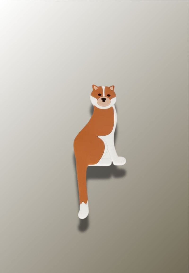 Patère Adhésive Enfant Chien Brun et Blanc en Silicone