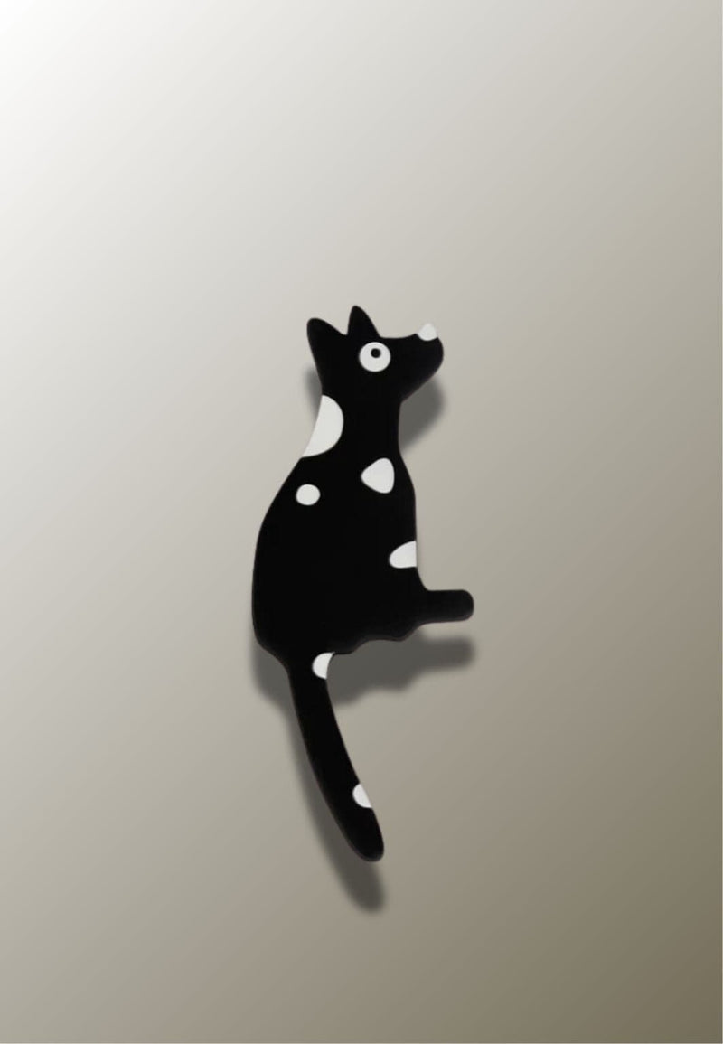 Patère Adhésive Enfant Chien Noir Tacheté de Blanc en Silicone