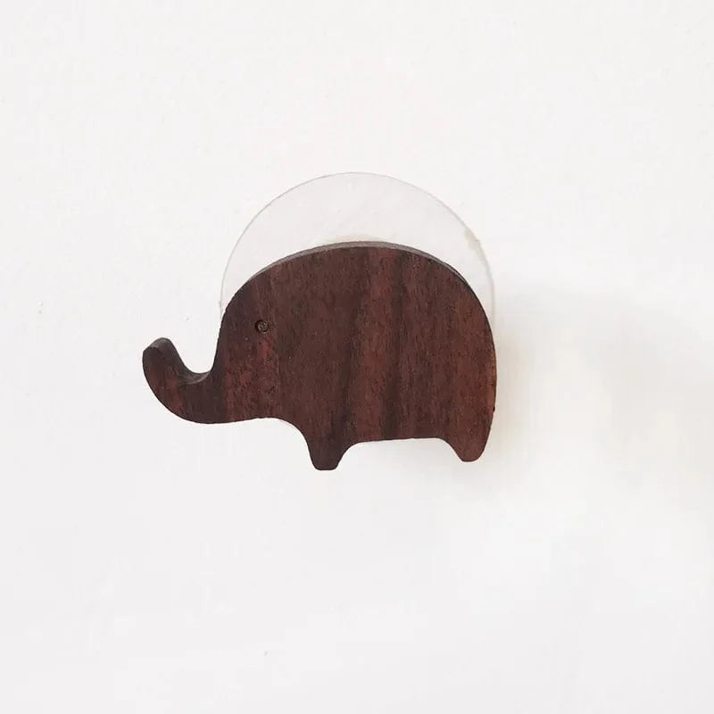 Patère Murale Enfant Éléphant en Bois de Noyer, Crochet Animal, vue 3