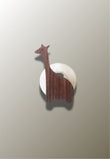 Patère Murale Enfant Girafe en Bois de Noyer, avec Adhésif et Vis