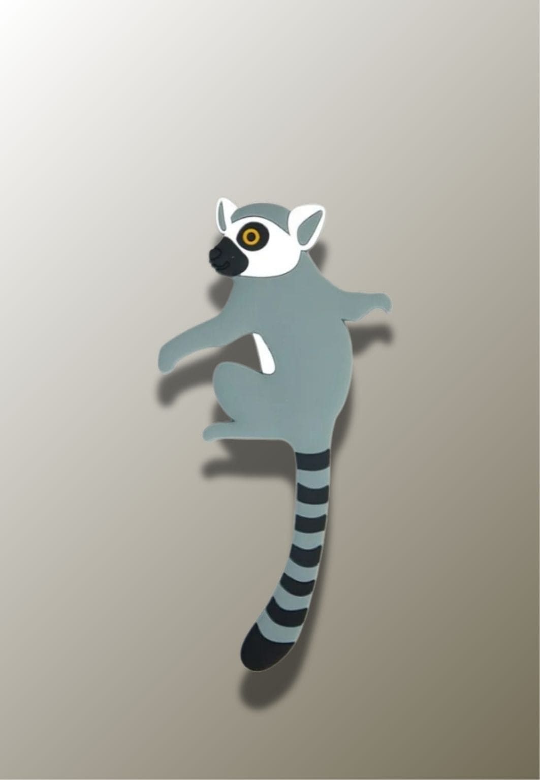 Patère Adhésive Enfant Lémurien Gris et Blanc en Silicone