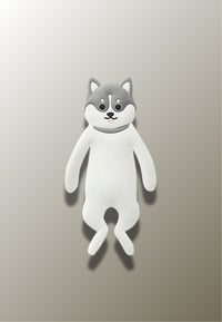 Patère Adhésive Enfant Loup Gris et Blanc en Silicone