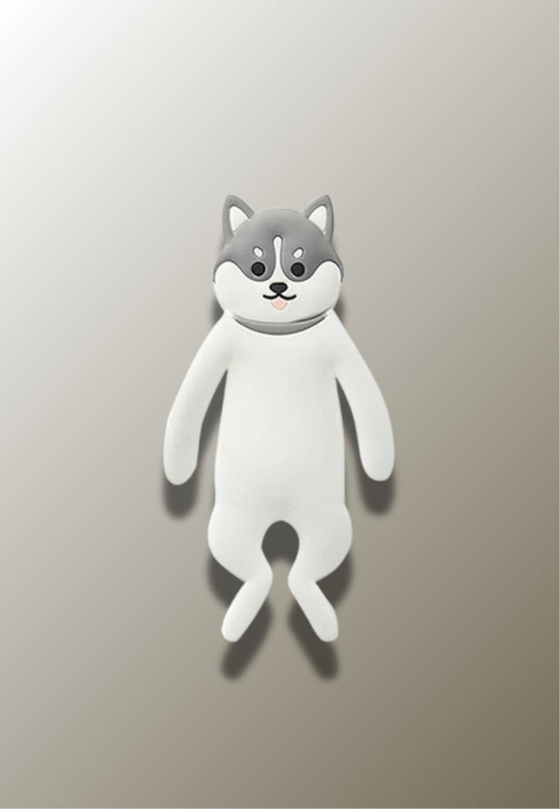 Patère Adhésive Enfant Loup Gris et Blanc en Silicone