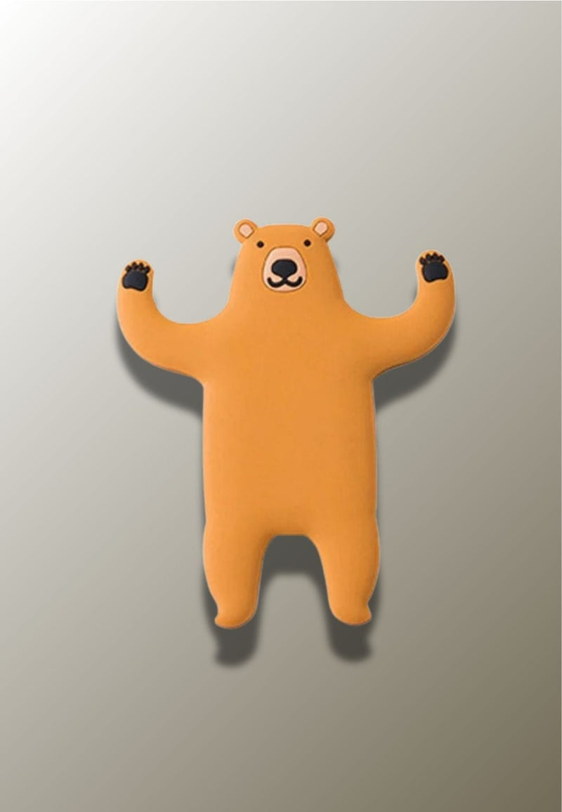 Patère Adhésive Ours Orange en Silicone, Bras Levés pour Enfant