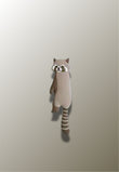 Patère Adhésive Enfant Raton-Laveur Gris en Silicone, Queue en Crochet