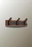 Porte-Manteau Mural en Bois Foncé, 3 Crochets Noirs Plats