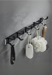 Porte-Manteau Mural Noir 5 Doubles Crochets en Aluminium, 36 cm, vue 3