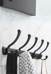 Porte-Manteau Mural Blanc, 6 Crochets en Virgule sur Barre Plate, vue 3