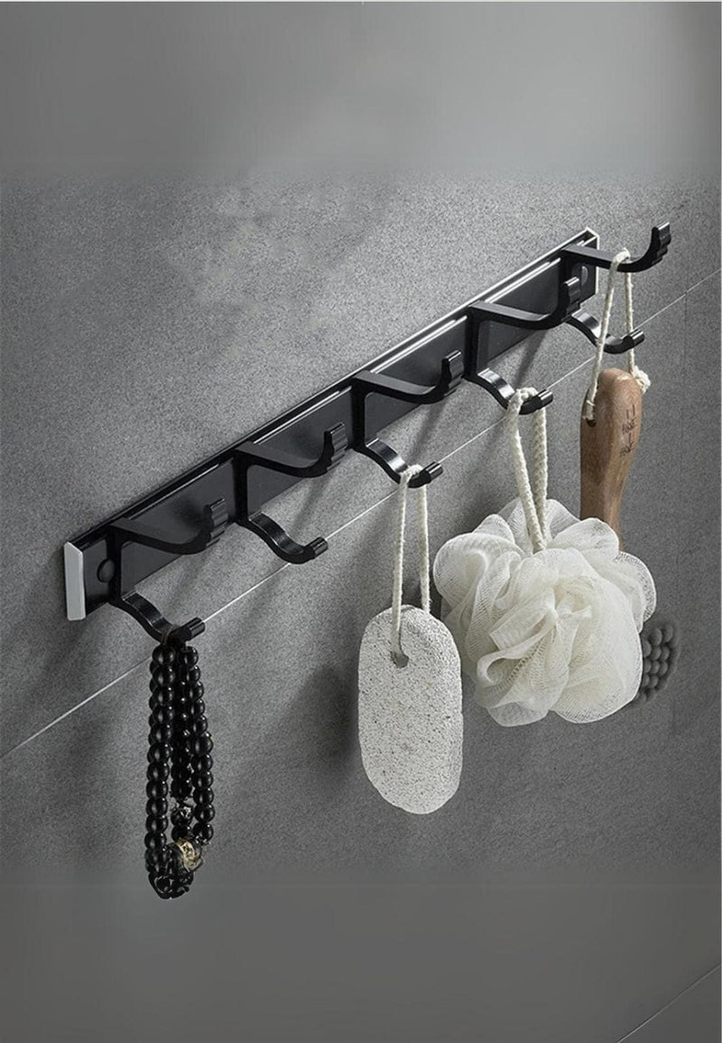 Porte-Manteau Mural Noir en Aluminium, 7 Doubles Crochets, 51 cm, vue 3