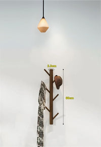 Porte-Manteau Mural Branches en Bois Foncé, 6 Crochets, 60 cm