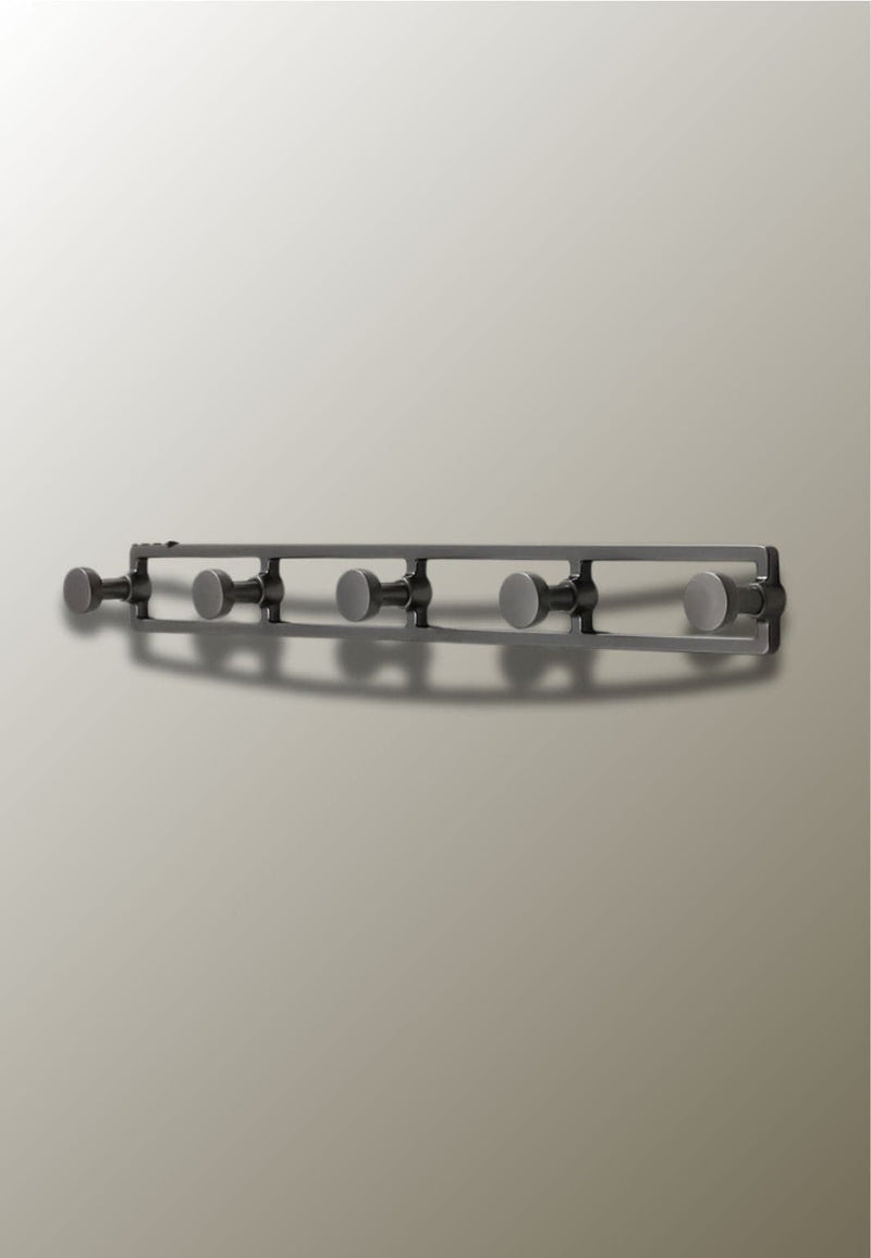 Porte-Manteau Mural Gris Foncé, 5 Crochets Boutons en Alliage de Zinc
