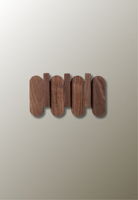 Porte-Manteau Mural en Bois Foncé, 3 Crochets Rabattables, Lames Arrondies